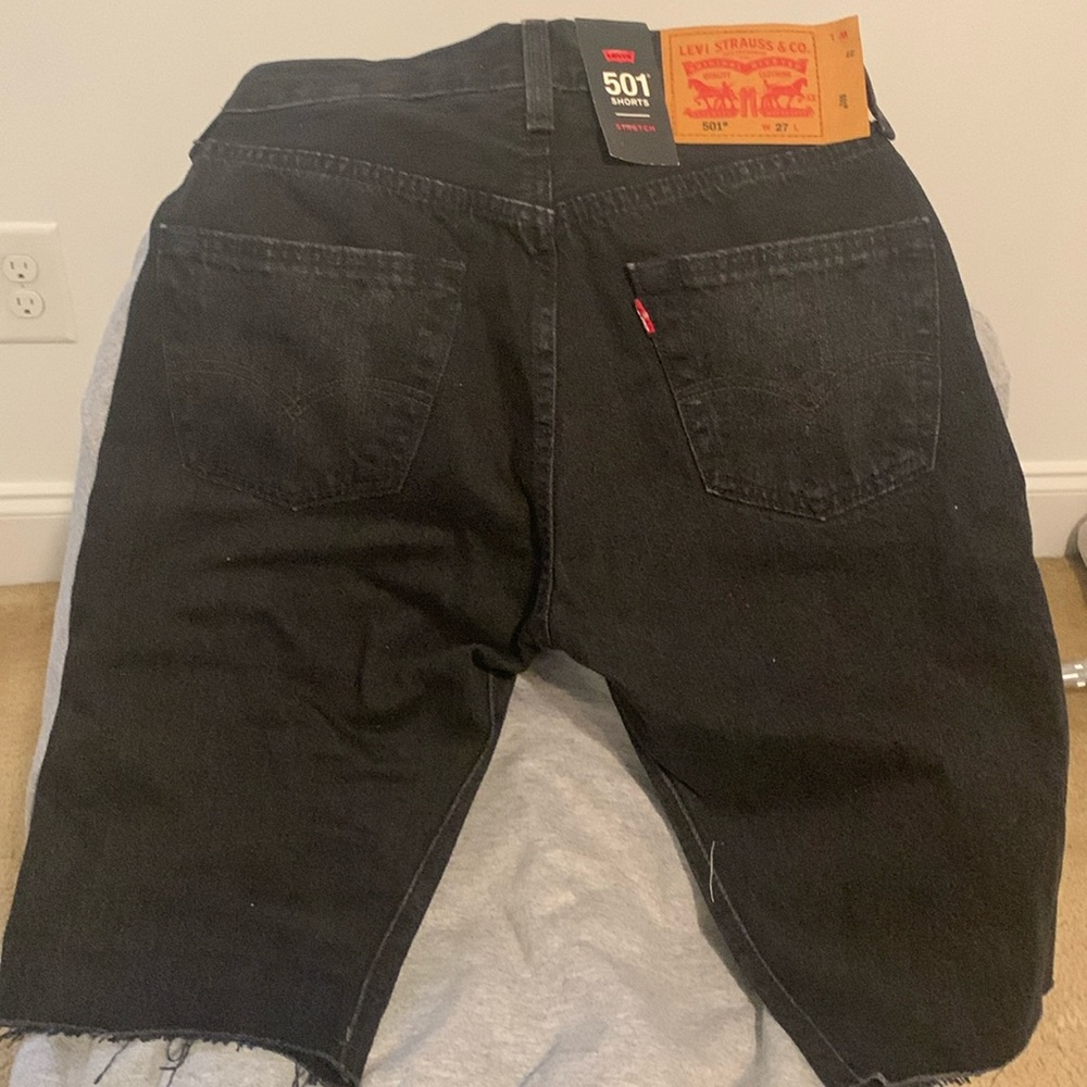 Levi Strauss & Co W 27 Men Shorts. Jean Black Shorts 501 Shorts with Stretch